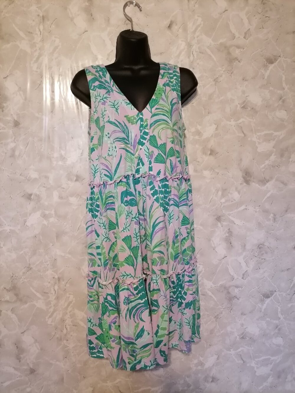 Lilly Pulitzer Women's S Tropical Floral V-Neck Midi Dress SIZE S